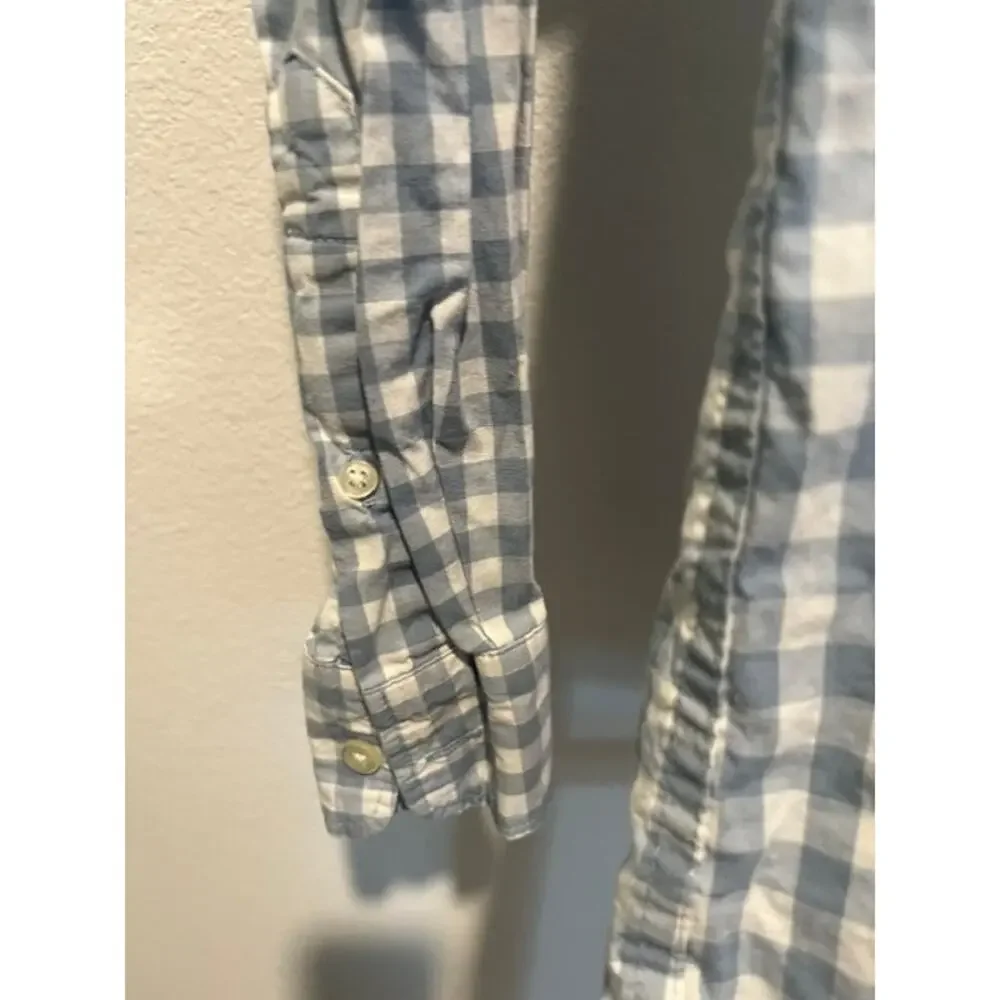 Old Navy Boys Blue White Gingham Button-Up Shirt Size M Long Sleeve Excellent